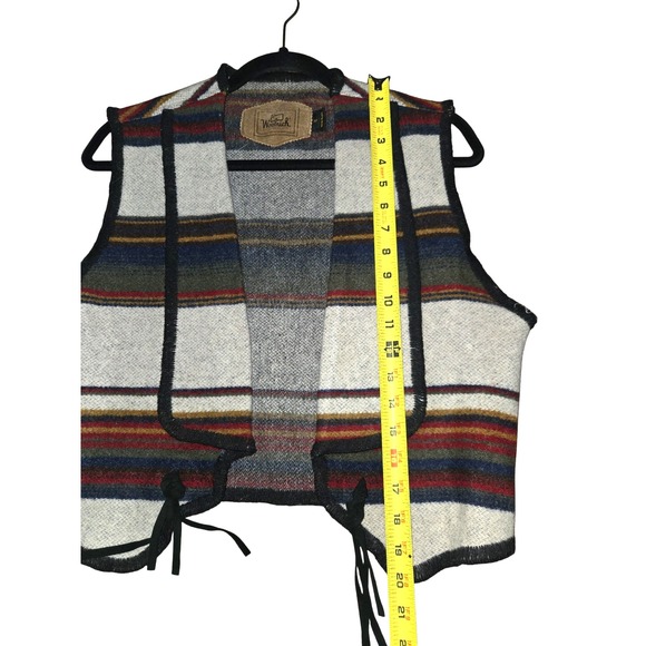 Woolrich Wool Striped Blanket Vest Concho Fringe M Ranch Wear EUC Vintage - Picture 5 of 10